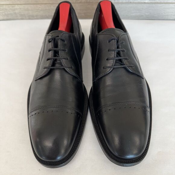 Johnston & Murphy Black Leather Cap Toe Oxford Dress Shoes 